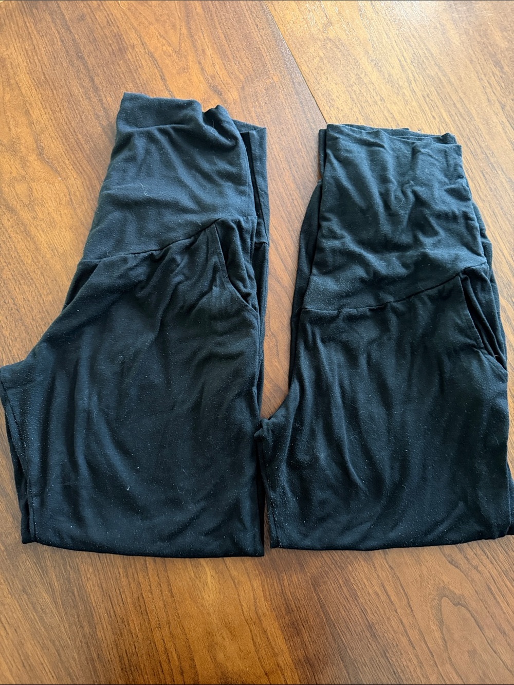 2x Black Maternity Joggers - High Waist Stretch